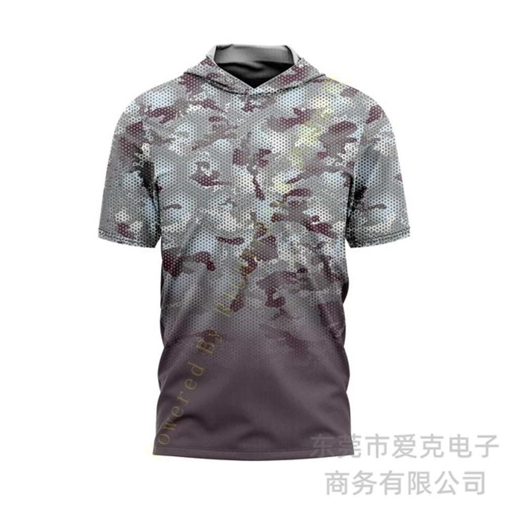 Fishing clothing Sunscreen quick-drying clothing Summer men's short-sleeved hooded outdoor sportswear Breathable Luya fishing shirt