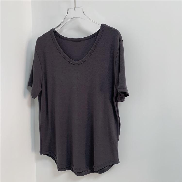 

Женская приталенная эластичная футболка с круглым вырезом и короткими рукавами для весны/лета One Size