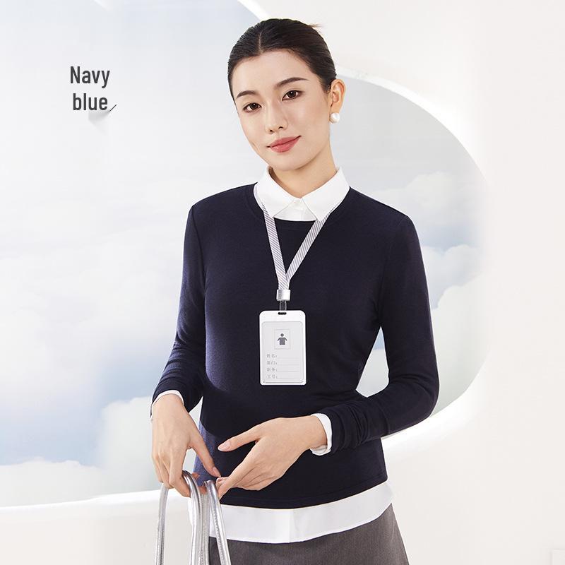 Tencel Wool Collar Base Shirt: Silk-Like, Light, Warm, Round Neck, Knitted Long Sleeve Top for Autumn/Winter Women.