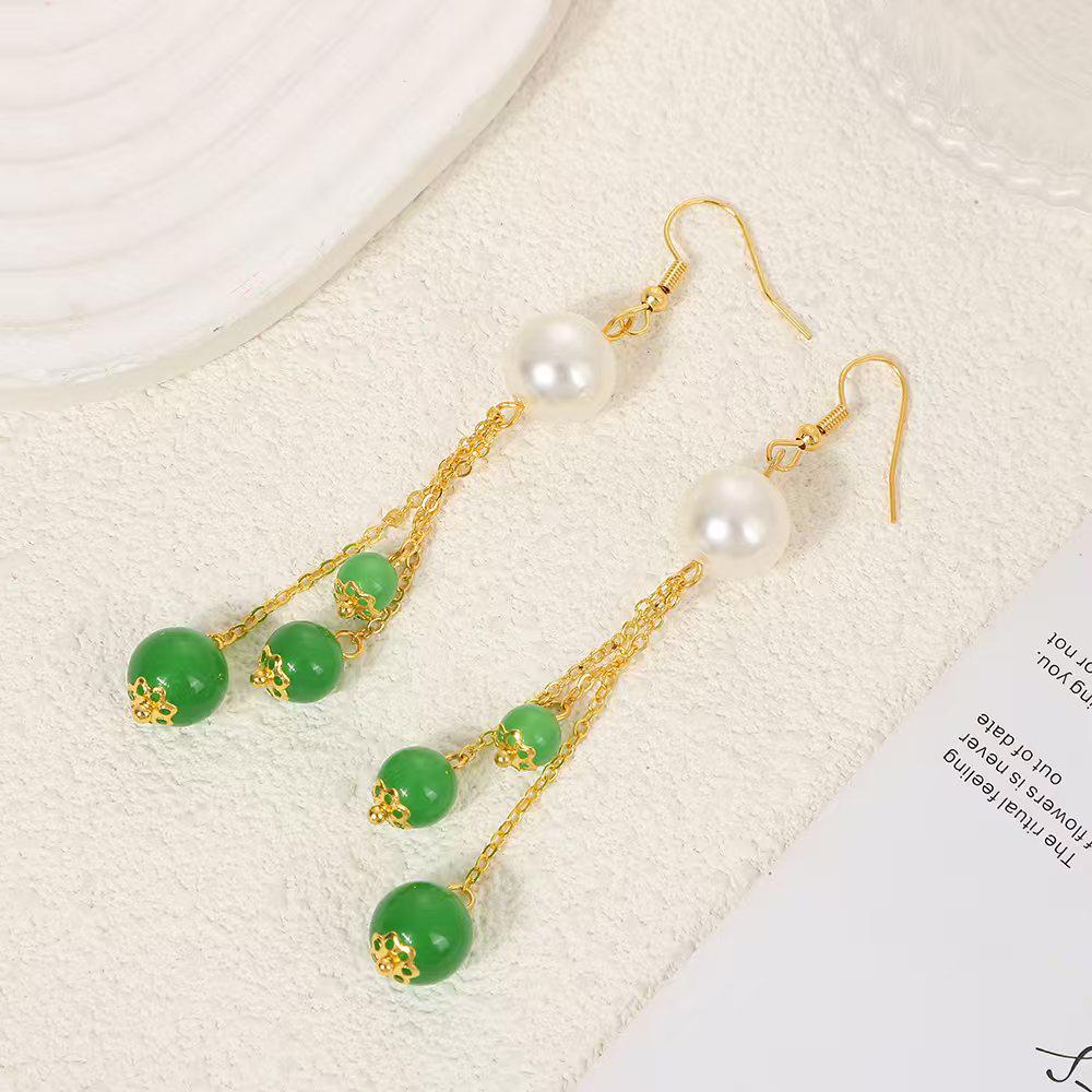 Elegant Chinese Retro Tassel Pearl Earrings: Luxury Long Dangle Chain Design