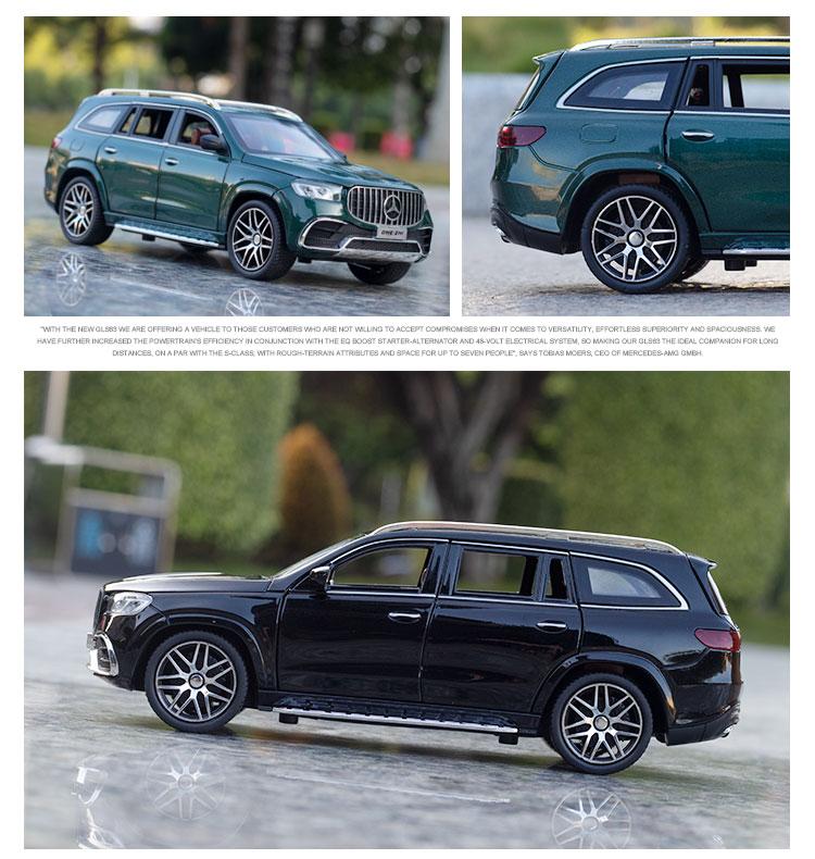 1:24 Mercedes-Benz GLS63 AMG Alloy Model Car SUV Vehicle Diecast Metal Car Simulation Sound Light Toys For Children Kids Gifts