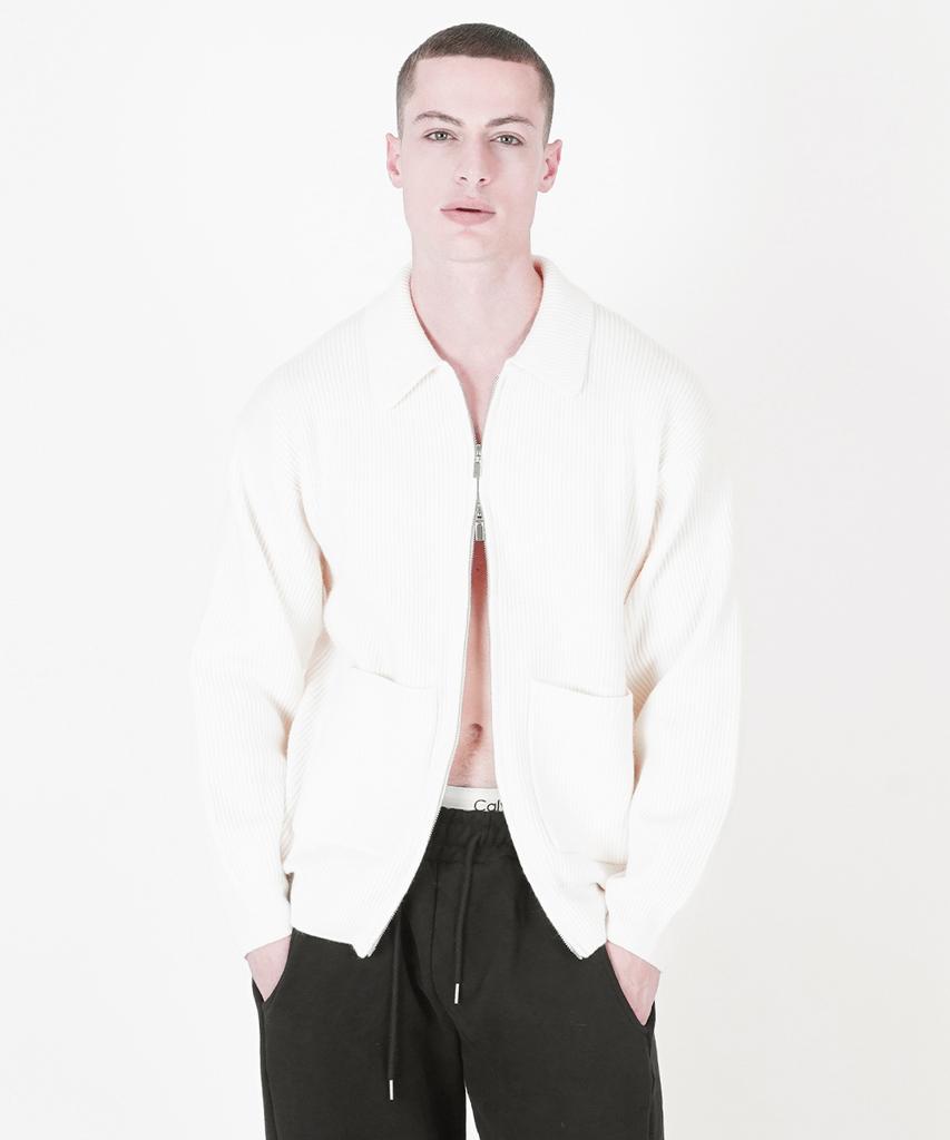 Chance'S Noi Heavy Knit Two-Way Zip Up (Beige)