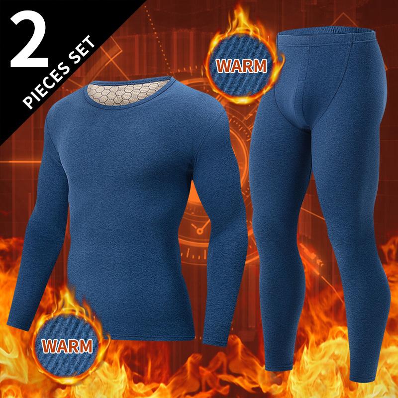 

2-Piece Men s Fashion Autumn Clothes and Long-sleeved Trousers Set for Teenagers Thermal Underwear At The End of Autumn L