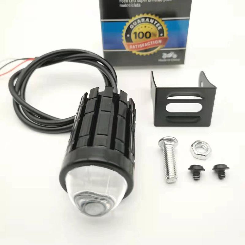 Motorcycle Dual LED Spotlight - Super Bright Steel Lens Headlight