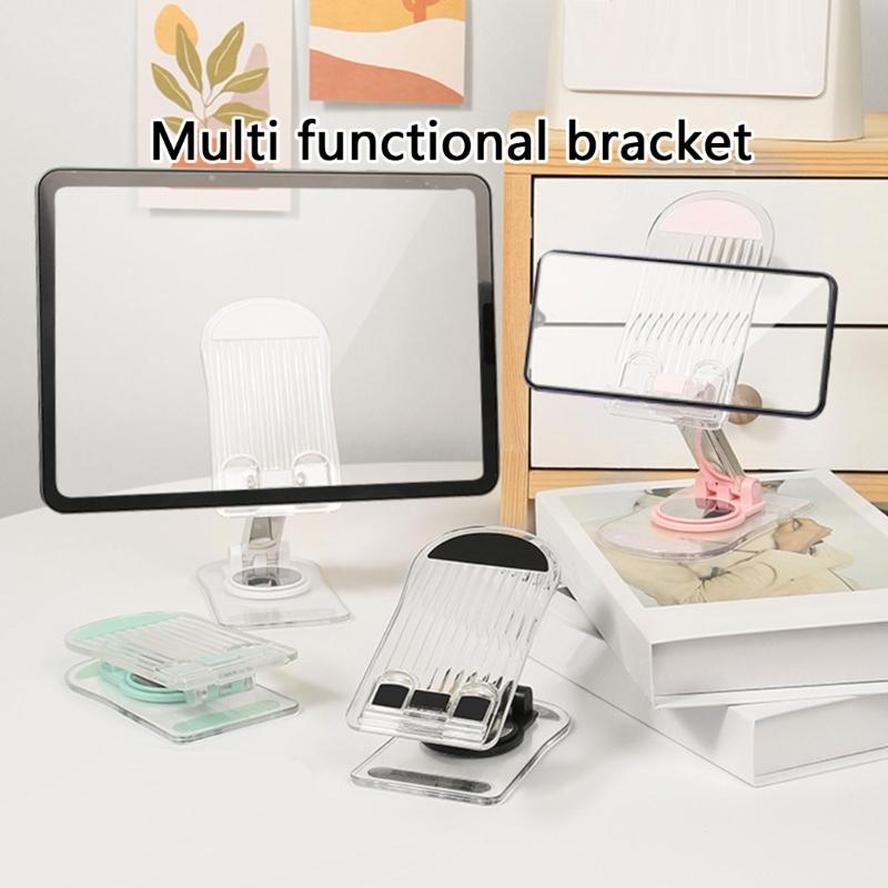 360 Degree Rotating Cellphone Holder Universal for Phone Tablet Table Support Stand Clear Acrylic Folding Holder Stand