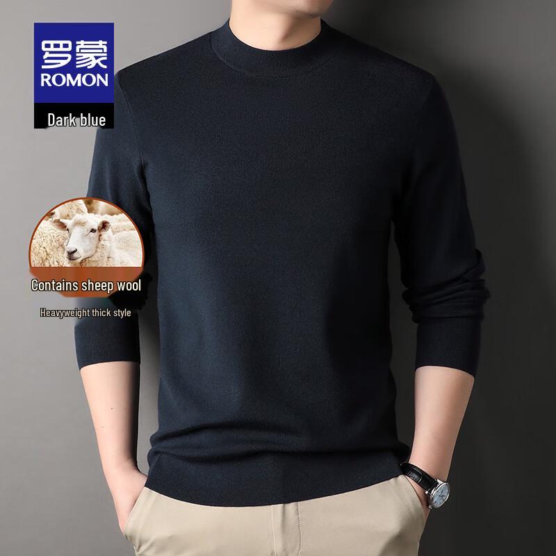 ROMON Men's Wool Blend Warm Crew Neck Sweater