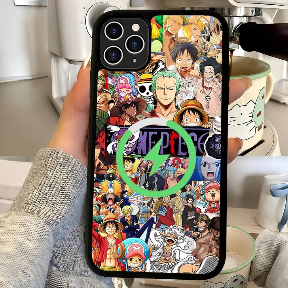 Cartoon Ones P-Piece Luffys-Ace Magnetic Matte Phone Case For IPhone 16 17 15 14 13 12 11 For Magsafe Wireless Charge Cover