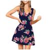 Fashion Women's  Color V-neck Sleeveless Leisure Time Button Dress