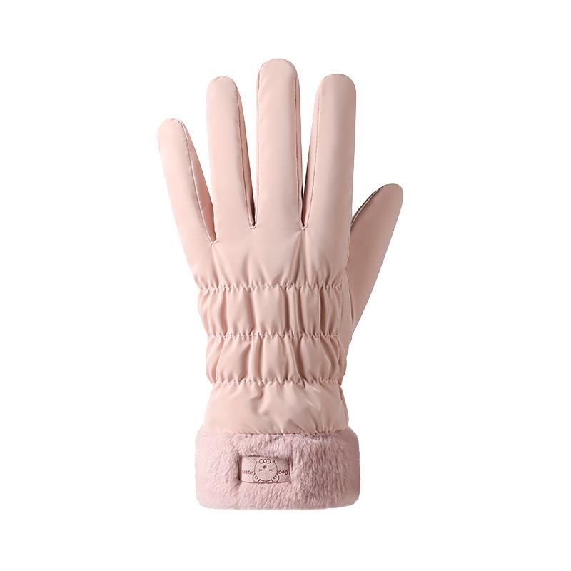 Autumn and Winter Gloves for Women In Warm Korean Touch Screen Driving Outdoor Cycling Electric Bike Windproof Cold Plus Lint Cotton Gloves