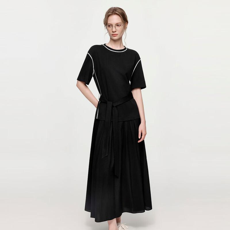 ELLE Women s A-Line Color-Block Long Dress XL чёрный