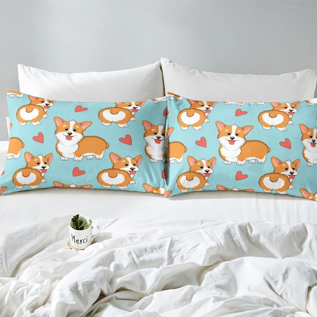 Cartoon Animal Dog Pattern Bed Hat Four-Piece Bedding Set Bedroom Dormitory Bedding Decoration