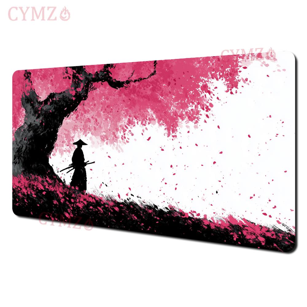 Japanese Samurai And Cherry Blossom Mouse Pad Desk Mat Gaming Mat Rubber AntiSlip Desk Accessories Suitable For Office And Game