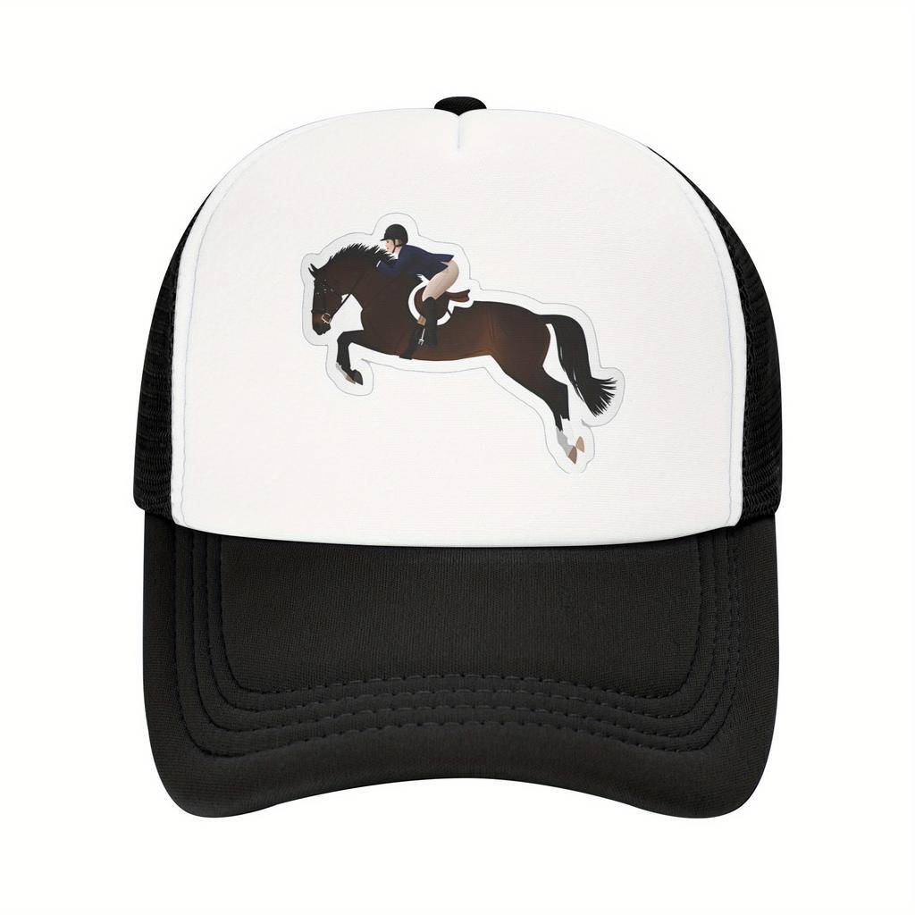Equestrian Horse Jumping Hunter Jumper Sport Trucker Hat Breathable Mesh Baseball Cap Adjustable Outdoor Gift