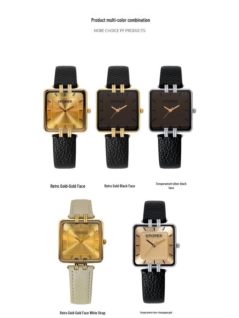 Damski walentynkowy zegarek kwarcowy z dużą tarczą, retro kwadratowy, wodoodporny