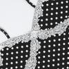 Women's Lace Patchwork Bow Polka Dot Halter Spice Girl Color Contrast Sexy V Neck Waist Vest Top