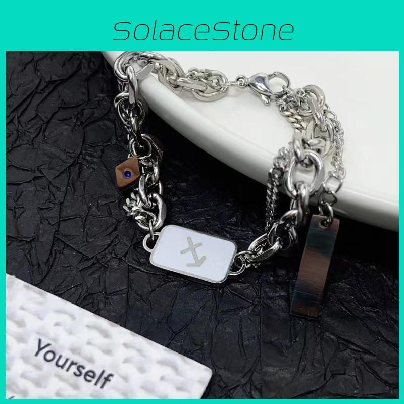 Stilvolles Titanstahlarmband mit geometrischer Form und Kettengliedern für Männer und Frauen