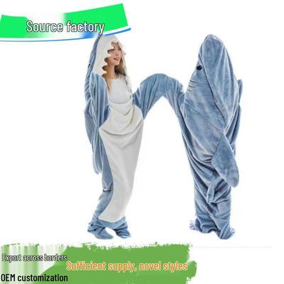 Haifisch Flanell Schlafsack: Winter Cartoon Sandskulptur Decke Hoodie Pyjama