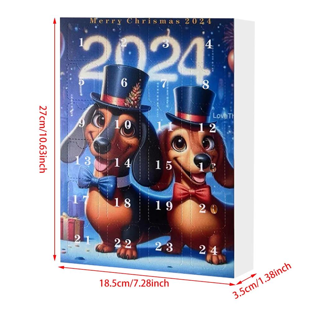 Jezevčíci Vánoční Adventní Kalendář 2024, 24 dní Jezevčíci Psí Adventní Kalendář Ozdoby na Vánoční Stromeček na Vánoční Dárky
