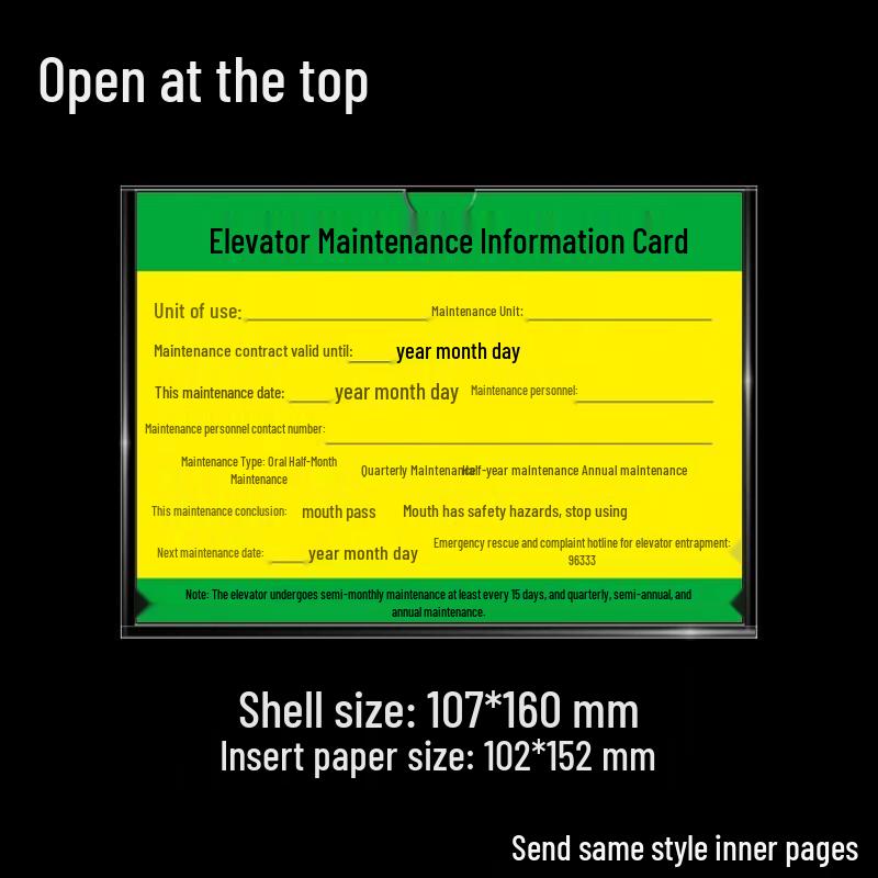 MOLUONA Elevator Inspection Card Holder with 10 Display Cards