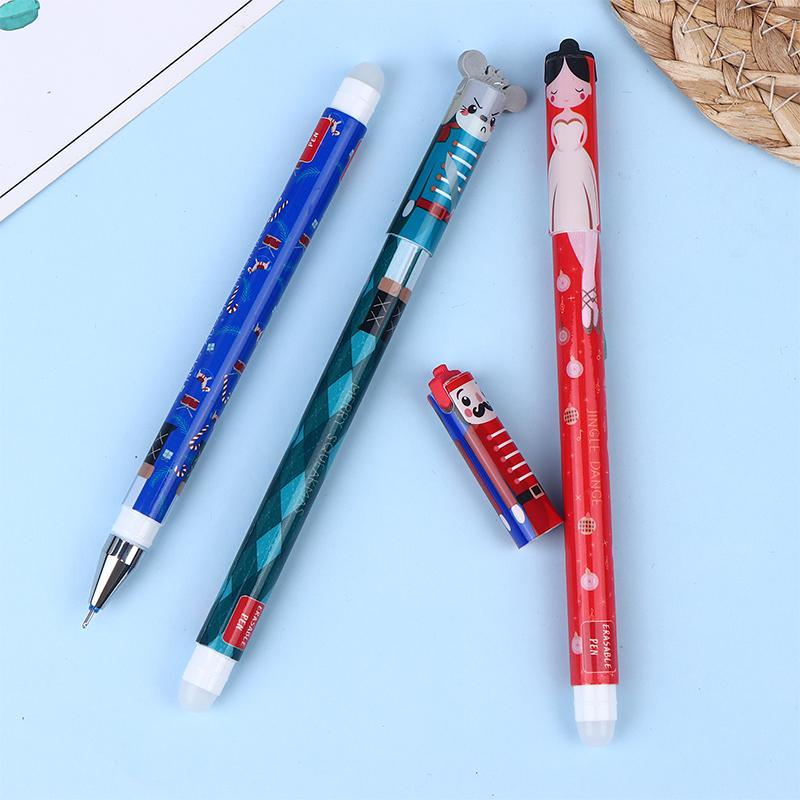 Cartoon Erasable Gel Pens Christmas Edition Pens With Eraser For Students Writing Pen Stationery Birthday Year Gift