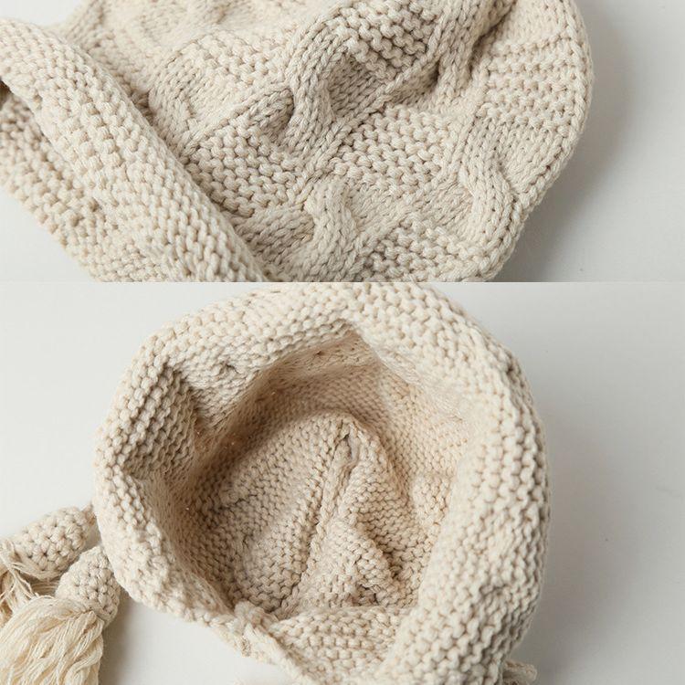 Autumn and Winter New Tassel Pendant Knitted Hat Red Thin Cute Wool Hat Street Warm Windproof Ear Hat