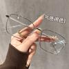 Gold Frame Wood Grain Legs Gold Silk Glasses For Men And Women Can Be Equipped With Myopia Degree Square Frame Flat Mirror Anti-Blue Glasses Frame