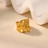 Vintage Wrinkle Texture Rings For Women Men Gold Color Stainless Steel Geometric Open Ring Couple Punk Christmas Jewelry
