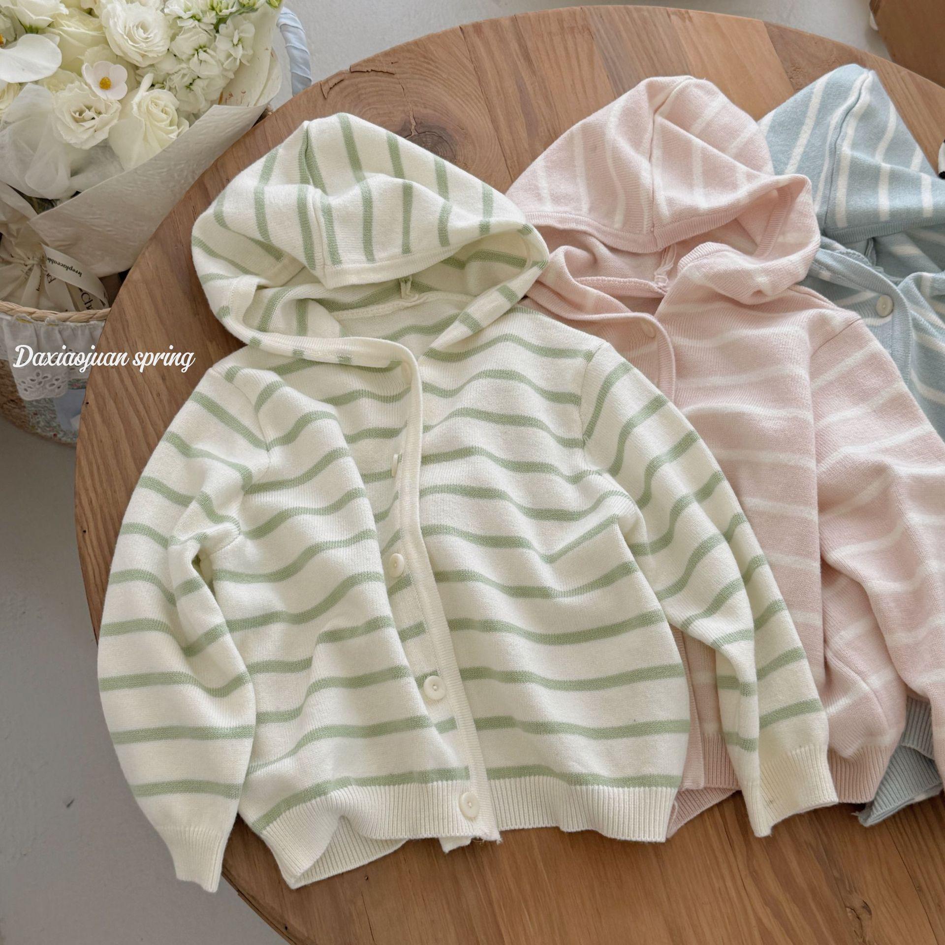 Children s Korean Style Hooded Striped Cardigan - Large & Small Sizes 2026 90 cm