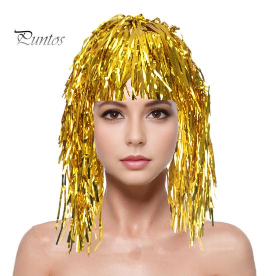 Easy-to-Use Wig Foil Tinsel Wigs for Adults Fancy Dress Party Shiny Metallic Masquerade Disco Hat Photo Booth Prop Cosplay Supplies Memorable Moments