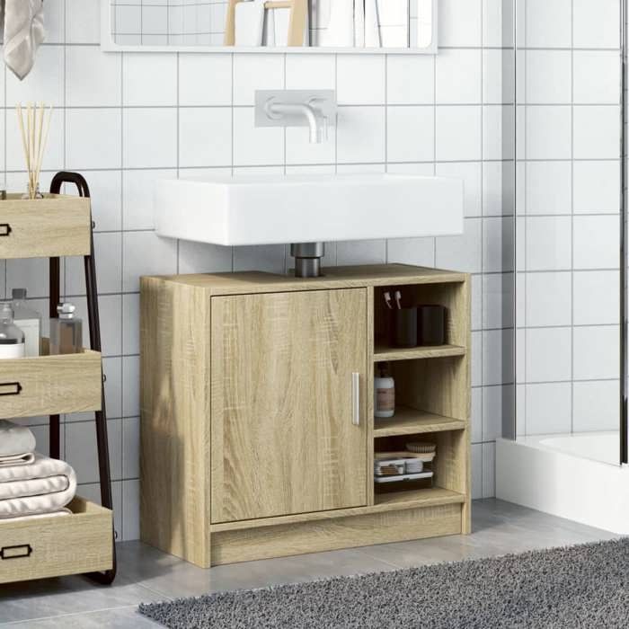 VidaXL Sink Cabinet Sonoma Oak 63x29x55 Cm Engineered Wood, Bathroom Cabinet, Storage Cabinet Room 848131