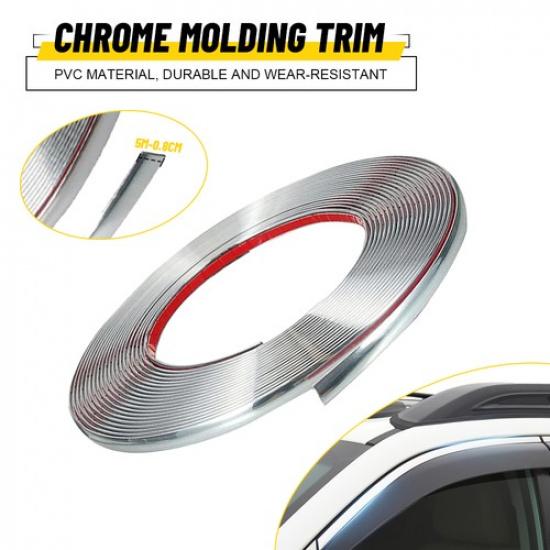 0.8CM Chrome Trim Molding Strip Decoration Car Body Door Side Protector 16ft N