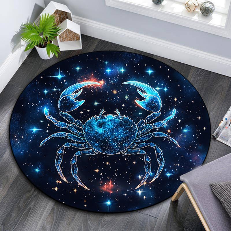 

Blue Crab Constellation Round Area Rug,Carpet Rug for Living Room Bedroom Sofa Playroom Decor,Non-slip Floor Mat 80cmx80cm