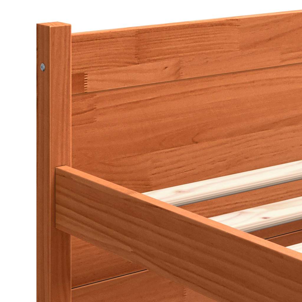 Bed Frame with Headboard Wax Brown 205.5 X 165.5 X 51 Cm
