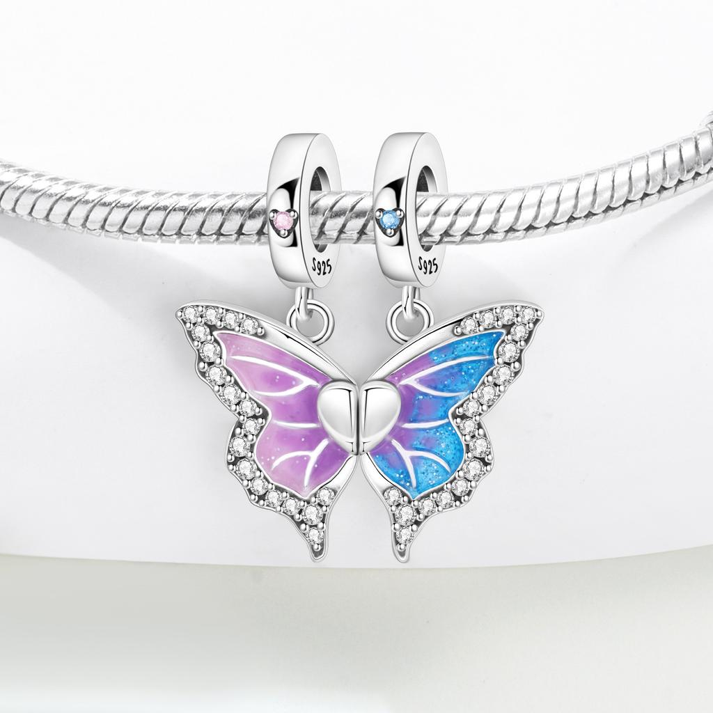 Copper Colorful Butterfly Insect Beads Original Pendants Bracelet Charm Jewelry Party Diy Trendy Gifts