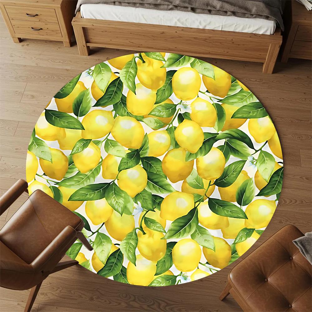 1pc lemon pattern Round Chair mat Area Rug - Non-Slip, Floor Mat for Office, Bedroom, and Indoor Decor c1125629