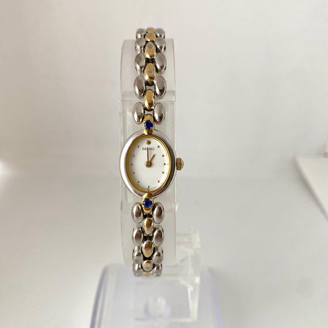Used Working Vintage SEIKO Watch Stone Combi Color Oval