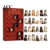 Decorative Christmas Accents Cat Advent Calendar, 24 Day Countdown with Cute Ornaments, Calendar for Boys 2D Acrylic Kitty Holiday Decorations,