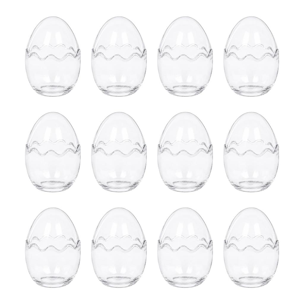 Glass Containers 12 12cm tall x in Includes Suitable as trinket or dessert Stylish egg Egg-shaped (Medium) - pieces, 8.4cm diameter. lids. boxes,