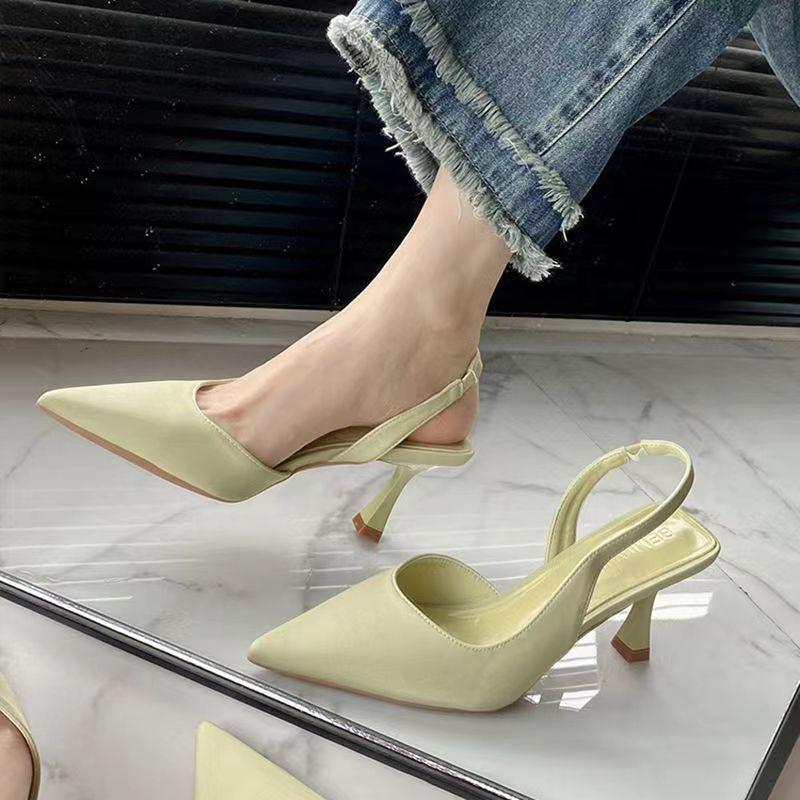 Pointed Thin Heels Single Shoes Niche Design Temperament High Heels Women's 2025 New Simple Bag Head Sandals Versatile