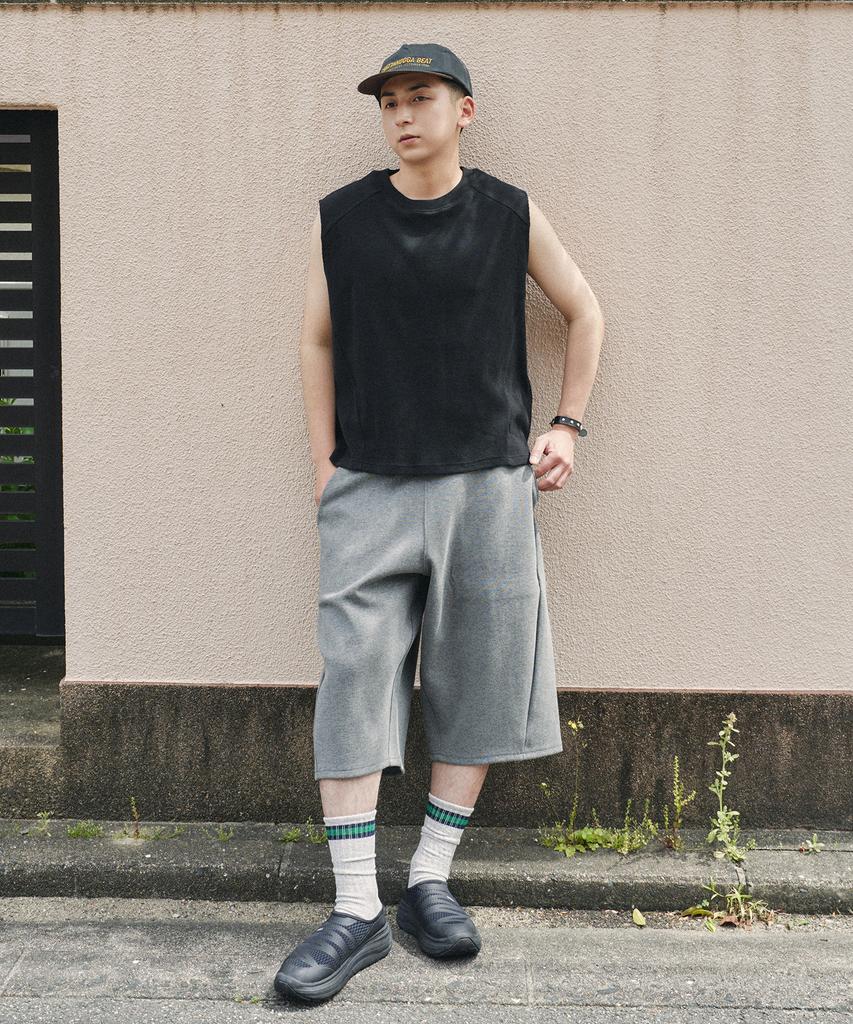 Zero Curved Line Over Sweat Shorts [Melange Charcoal]