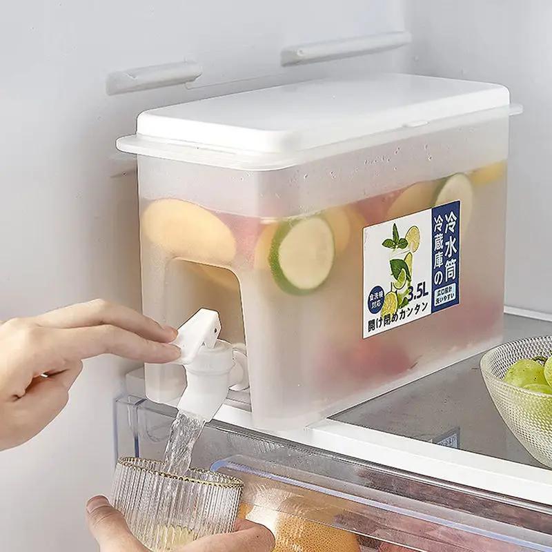 Frozen Drink Dispenser Refrigerator Cooler with Faucet 3500ml Large Capacity Cold Water Bottle Juice Bottle Home Accessories