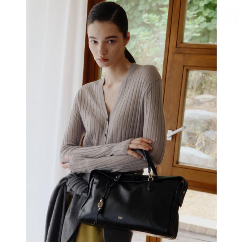 Daks Black Leather Tote Bag With Logo Decoration Dcba6f270bk
