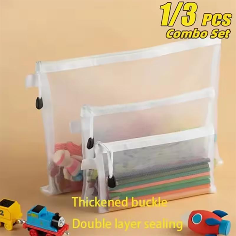 1-3 stk Oppbevaringspose Netting Glidelås Leketøy Byggeklosser Puslespill Delpakke Barn Partikler Glidelås Gjennomsiktig Finish Oppbevaring