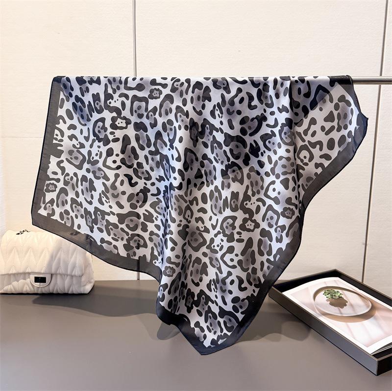 

Luxury Leopard Printed Scarves Women s Satin Scarf Spring and Summer Decorations Small Neckties Hairbands Bags 70x70cm