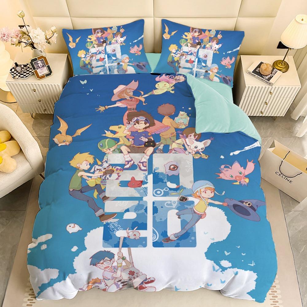 Anime Digital-monsters Bedding Set Digimon Duvet Cover and Pillowcases Unfilled Single Double Bed Adult Boy Girl Gift