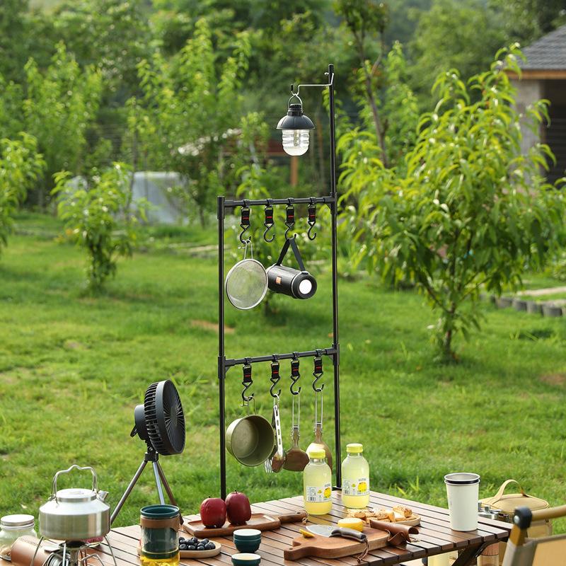 New Camping Shelf Igt Lantern Stand Picnic Tableware Hanging Racks Portable Detachable Aluminium Alloy Light Hangers Stand Desk