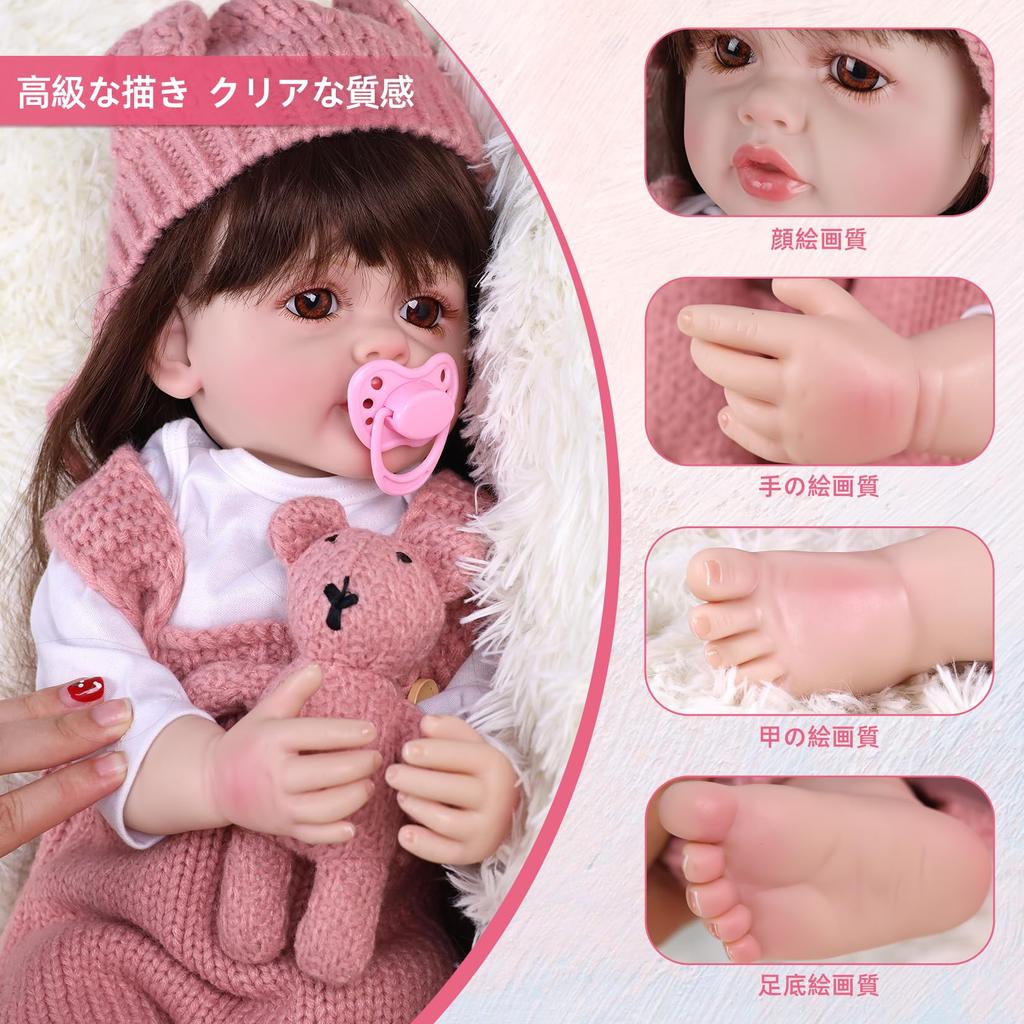 ROERHE Reborn Vinyl Baby Realistic Girl Baby Perfect for Parenting Doll Therapy Doll, Doll, Newborn, 55cm, Practice, Gift,