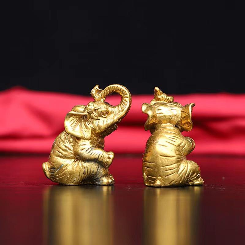 Small Brass Elephant Ornaments – Modern Living Room Decor Gift