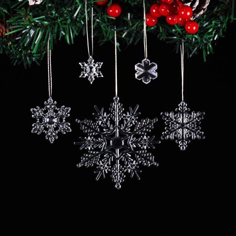 New Christmas Transparent Ice Crystal Snowflake Christmas Tree Decoration Supplies Christmas Atmosphere Christmas Tree Snowflake Pendant