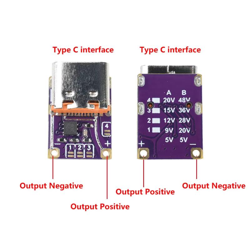 1Pcs Fast Charging Module - DC 5/9/12/15/20/28/36/48V Voltage Trigger PD To DC Type C Interface PD3.0 PD3.1 QC3.0 Deceiver